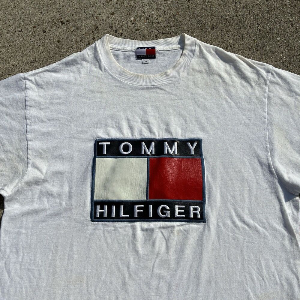 Vintage Tommy Hilfiger Big Flag T Shirt Mens Large Single Stitch